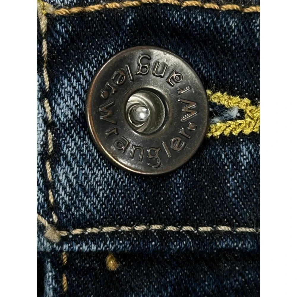 Wrangler Jeans Men 36x34(32) Blue Denim Whisker Straight Fit Cowboy Western READ